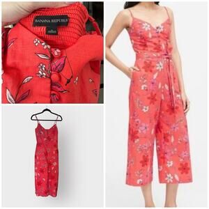 Banana Republic floral print linen cropped jumpsuit, size 2